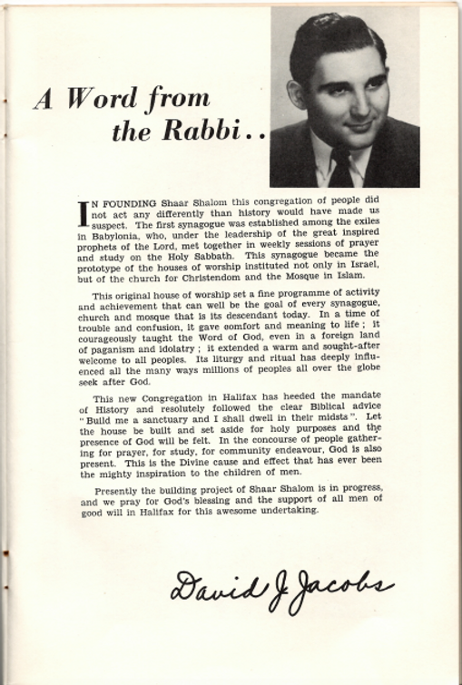 New Synagogue Brochure - A Word from the Rabbi